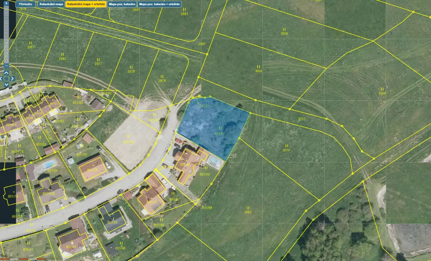 kadastrale luchtfoto perceel Lipnomeer - Frymburk - Tsjechië